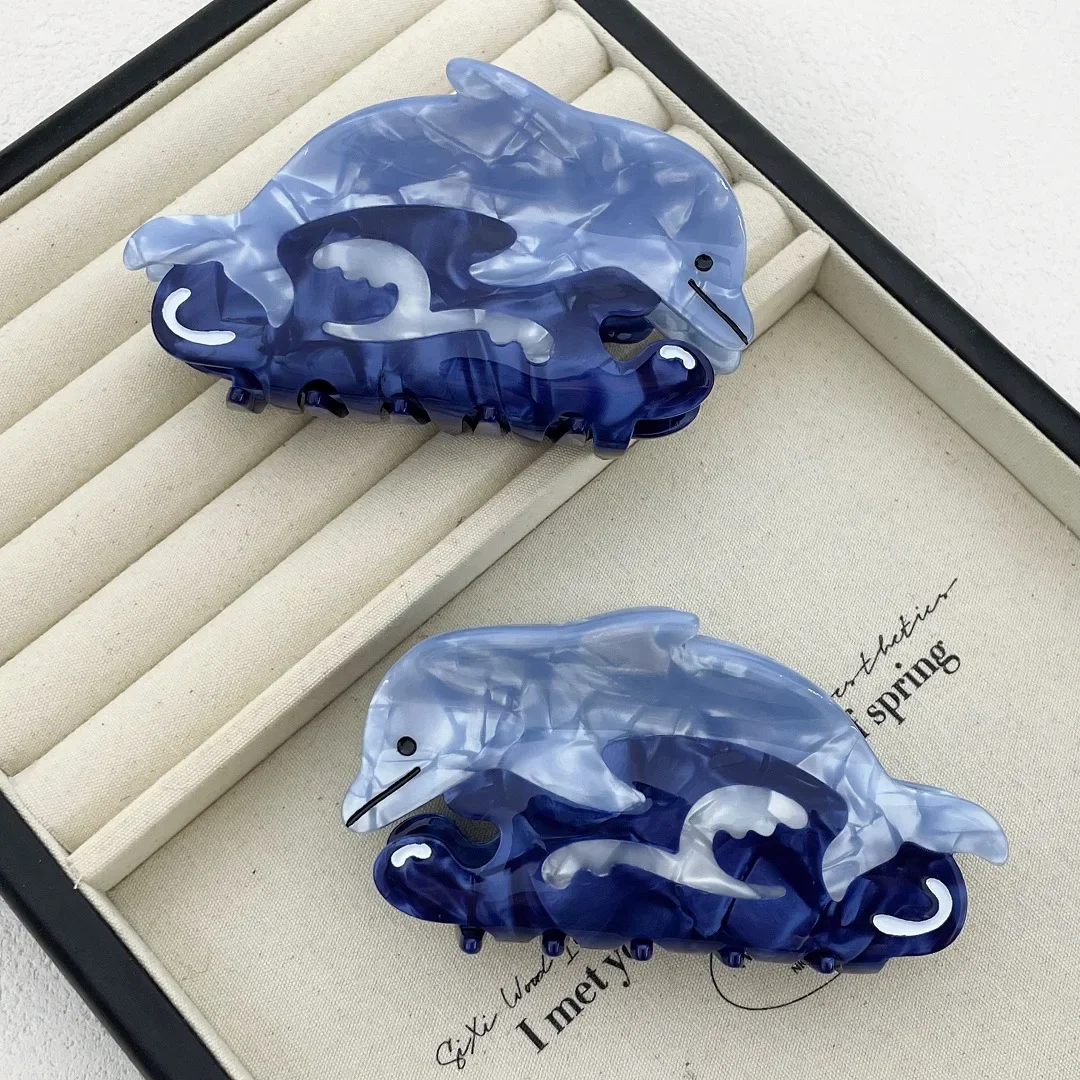 

DS Summer Blue Ocean Series Hair Claw Dolphin Whale Acetate Claw Clips Comb Crab Hair Clips INS Hair Accessories for Women Girls