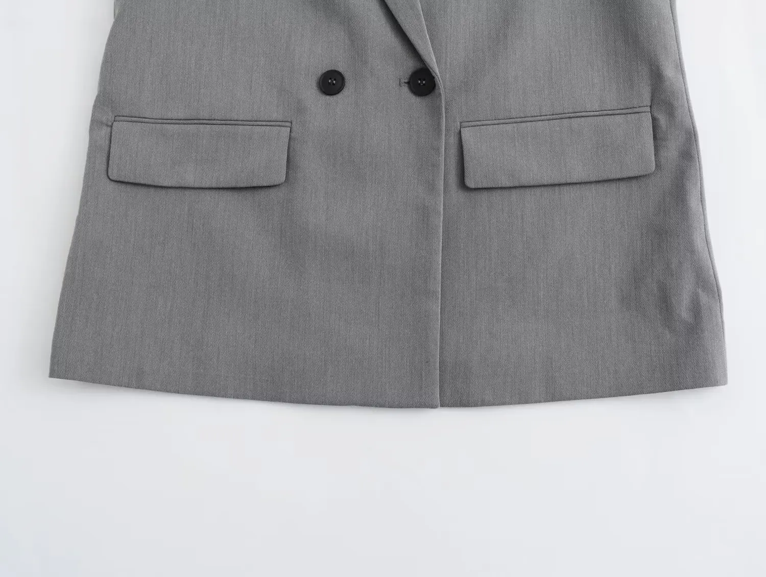 TRAF-Chaqueta larga de gran tamaño para mujer, Blazer de doble botonadura, color gris, para oficina, para invierno, 2024