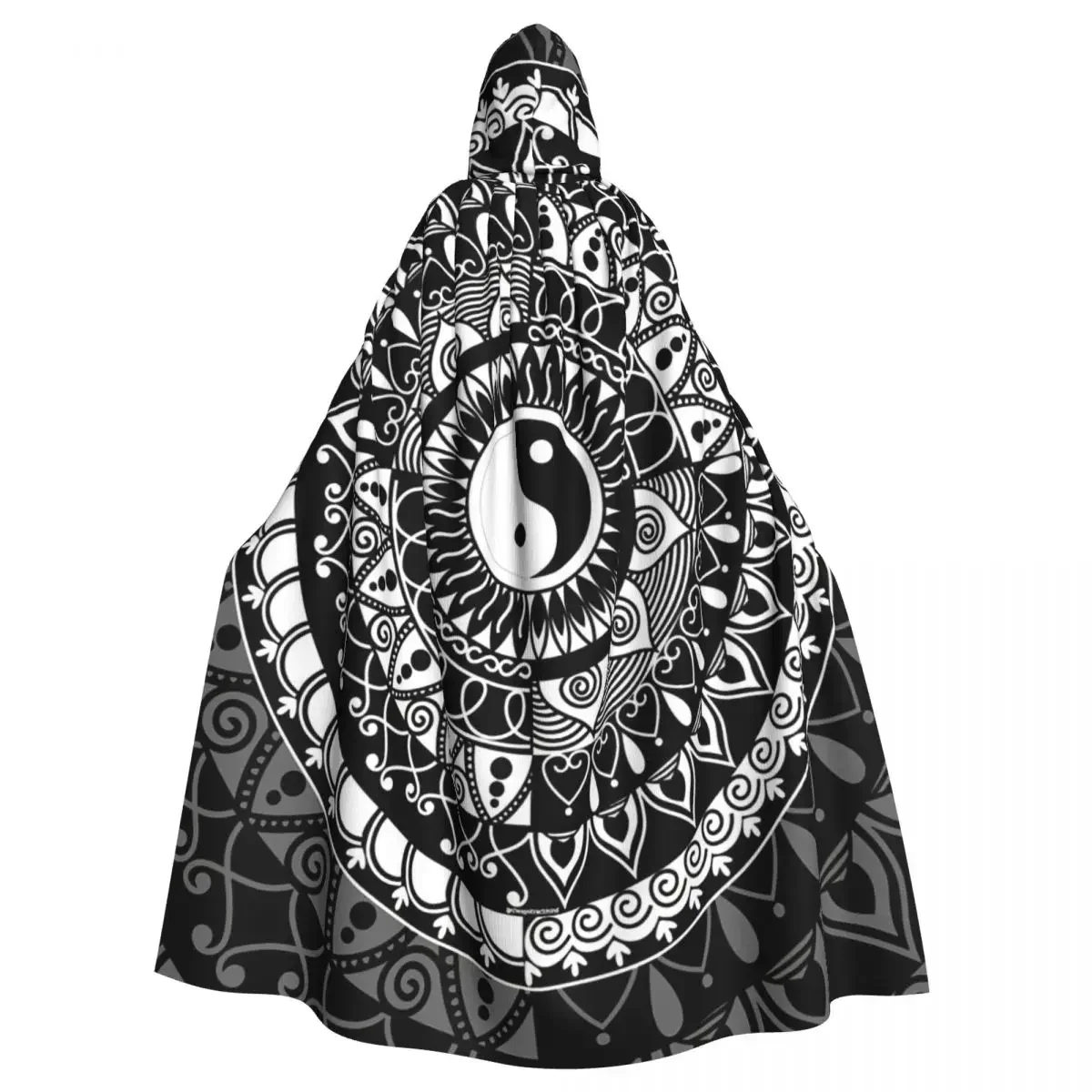 Yin And Yang Hooded Cloak Halloween Party Cosplay Woman Men Adult Long Witchcraft Robe Hood