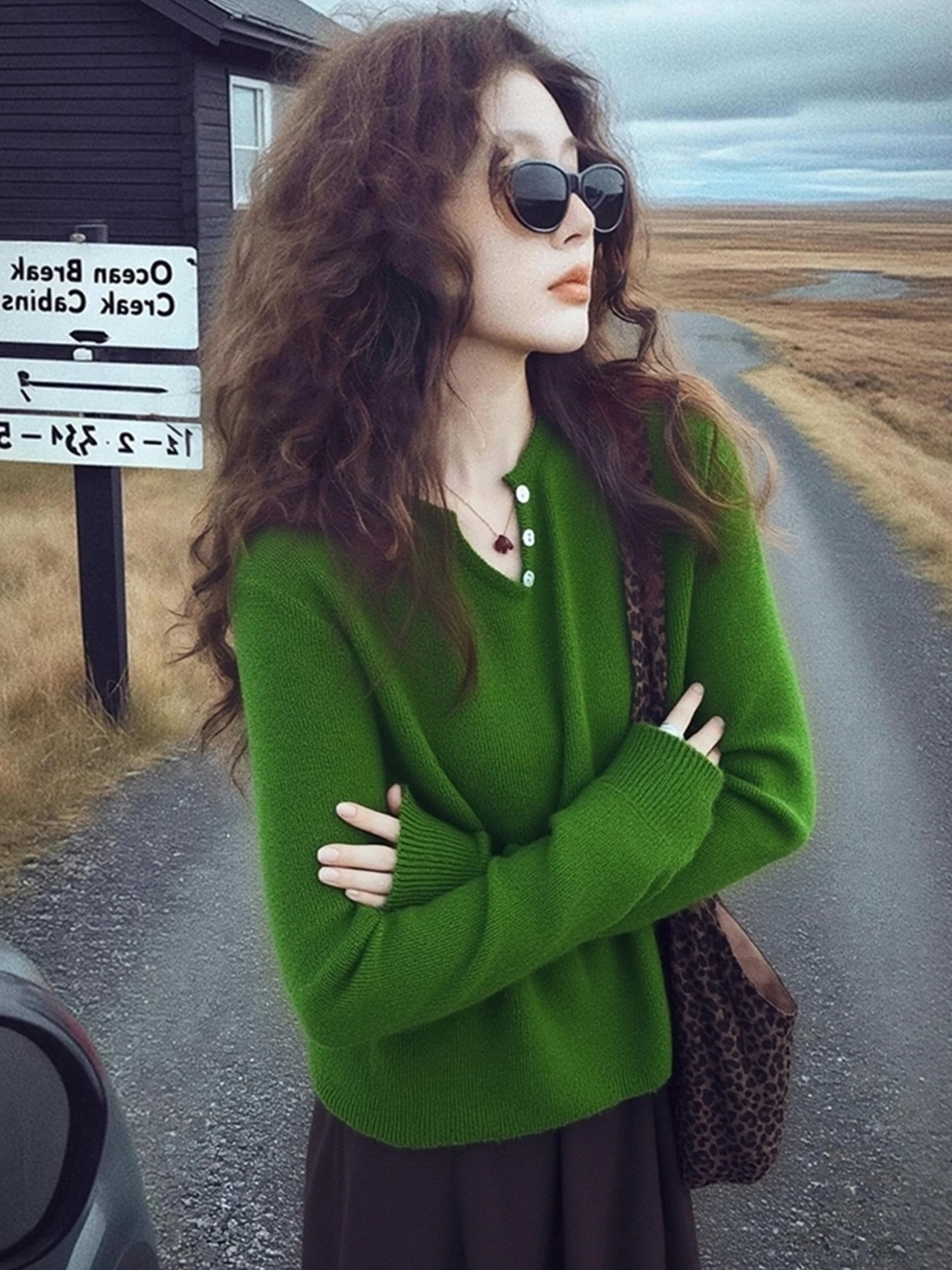 

Comfortable Long Sve Camere Knitted Sweater Color Casual Sle Winter Faionable Hoodie Soft Woolen Top for Women