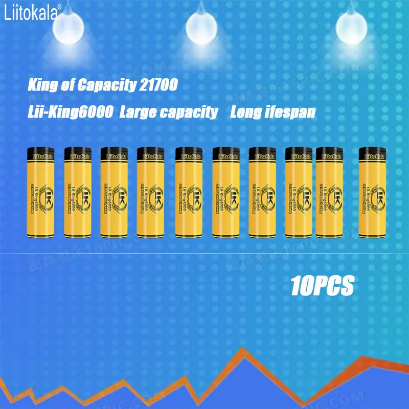 

10PCS LiitoKala NEW King6000 3.7V 21700 6000mAh Rechargeable Lithium Battery For Speaker LED Flashlight Torch Accessory