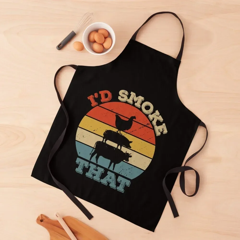 

I'd Smoke That Perfect Pitmaster Gift Meat Grilling Barbecue Meat Smoker Apron Children'S Utensils For Kitchen Apron