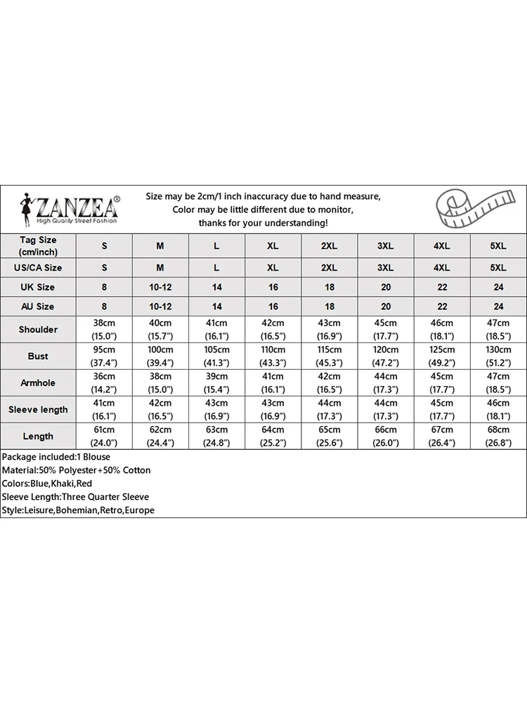 2024 ZANZEA 여성용 빈티지 블라우스, O넥 3/4 소매, 스트라이프 상의, 캐주얼 루즈 블라우스, Mujer 패션 작업 셔츠, 가을