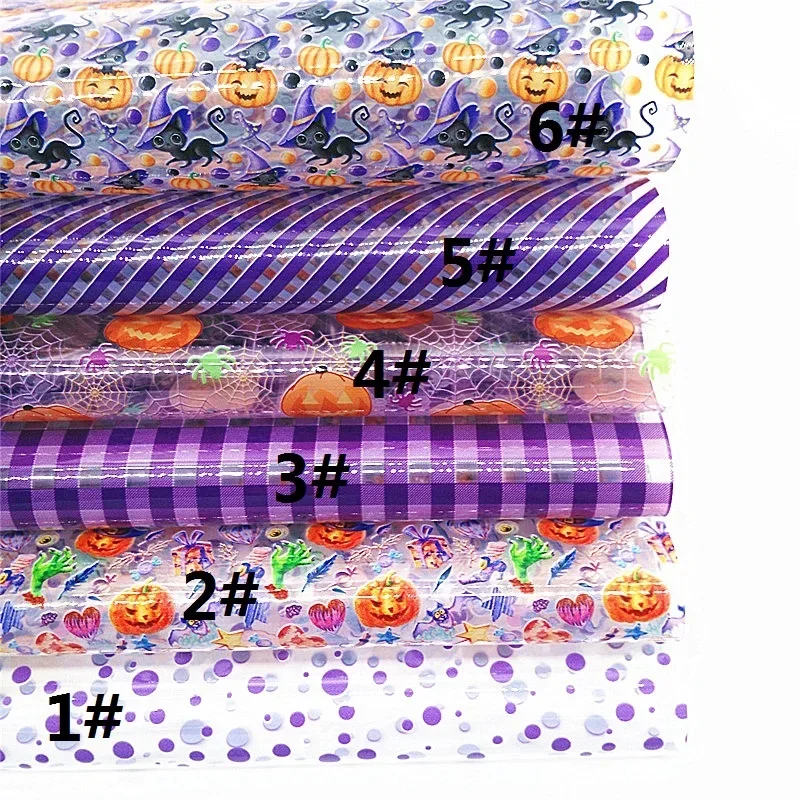 Halloween Leather Sets Pumpkins Plaids Dots Stripe Custom JELLY Sheets See Through Leather Sheets For DIY Craft 8.2