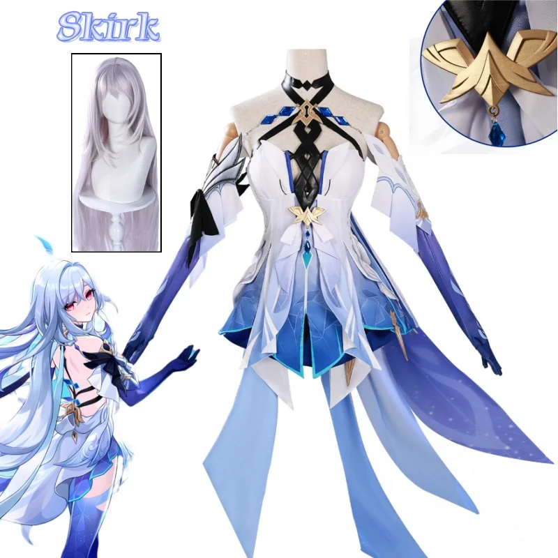 Juego Genshin Impact Skirk, disfraz de Cosplay, conjunto completo de uniforme, accesorios de juego de rol, Carnaval para adultos, vestido de fiesta de Halloween para mujer