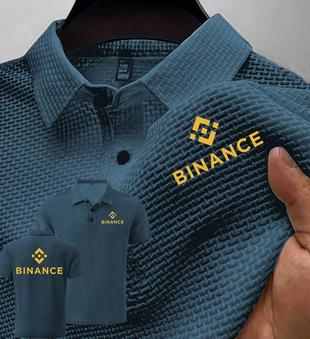 جديد الرجال بولو قصيرة الأكمام Binance التشفير المحملة الحرير الجليد تنفس موضة تي شيرت الذكور الملابس التلبيب القمم #1