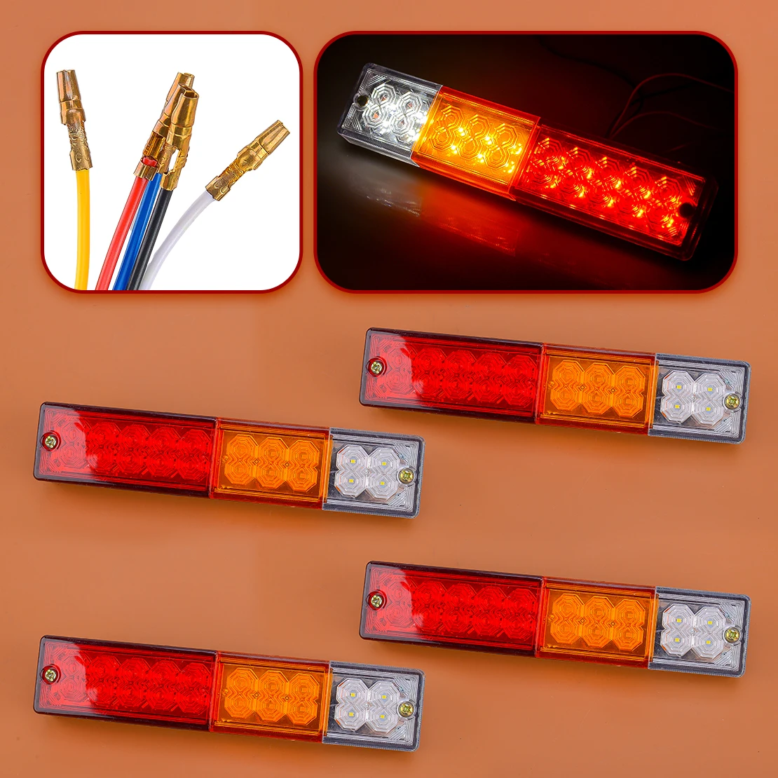 

4Pcs 12V-24V Universal 20LED Tail Light RV Camper Trailer Rear Turn Signal Lamp Waterproof for Trucks Utes Boat Caravans