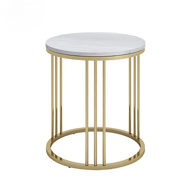 stainless steel small round sofa side table round marble small coffee one piece drop marble coffee table