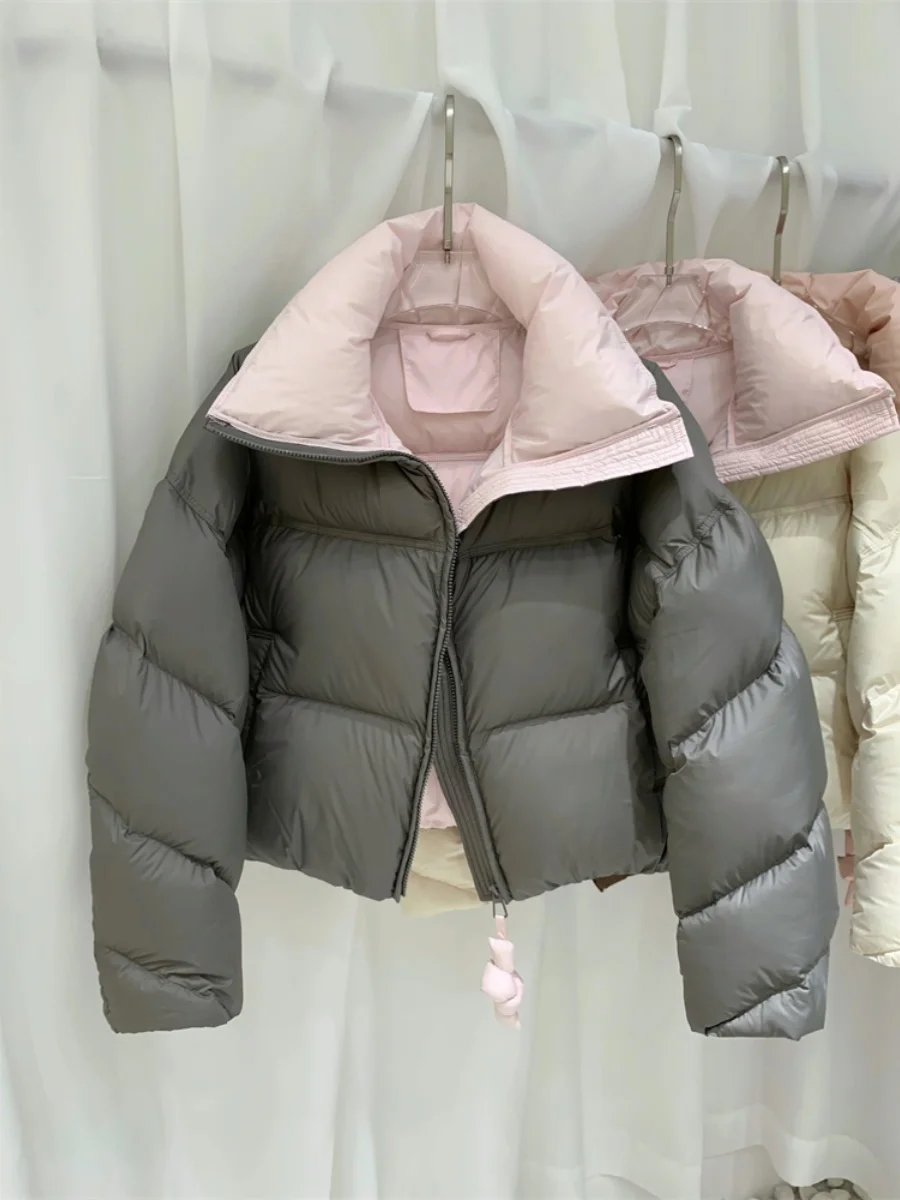 Ropa de algodón de leche abombada para mujer, ropa corta de moda de invierno, versión coreana, gruesa y cálida