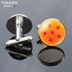 FIMAHongZ-lèvent de manchette Anime IkCufflinks pour hommes, 7 étoiles, cabochon en verre exquis, boutons de manchette de chemise, loup, dragon, haute qualité