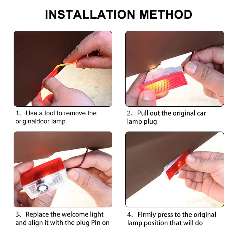 2 قطعة باب السيارة كشاف ضوء ثلاثية الأبعاد ترحيب الظل ضوء لمرسيدس بنز Amg W203 W204 W205 W176 W166 W212 213 CLS GLK ML فئة #4