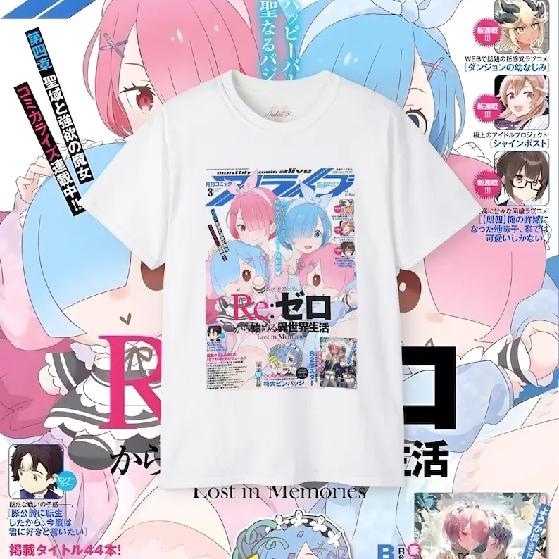 Re Zero Shirt Vintage Anime T-Shirt Retro Merch Unisex Shirts