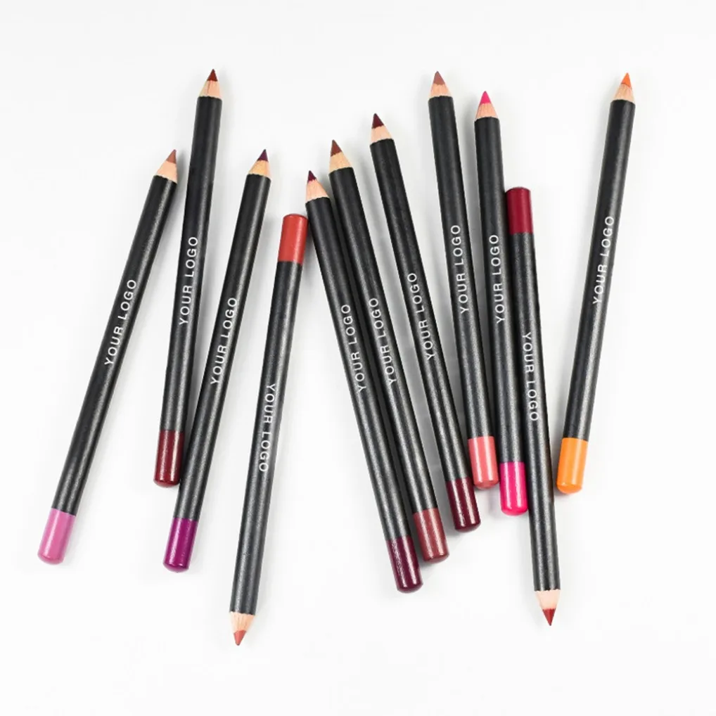 ฉลากส่วนตัว 12pcs Matte Lipliner ปากกาสีแดง Contour Tint ลิปสติก Waterproof Long Lasting Non-stick Cup Moisturizing Lips แต่งหน้า