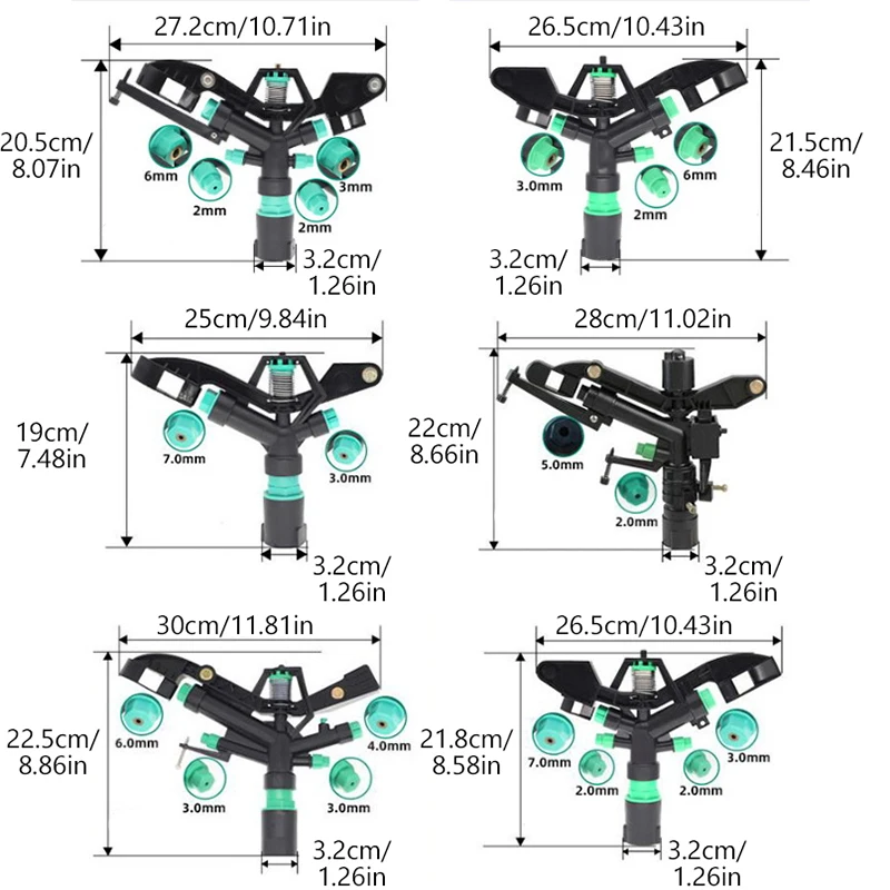 1 Inch Four-Nozzle Rocker Arm Sprinkler For Garden Farmland 360° Irrigation Rotating Sprinkler System For Cooling Dust Removal