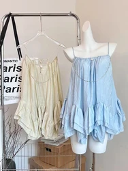 Summer 2000s Aesthetic Spaghetti Strap Mini Ballet Core Dress Design Women Frock Evening Party One-Piece Birthday Night Club Y2k