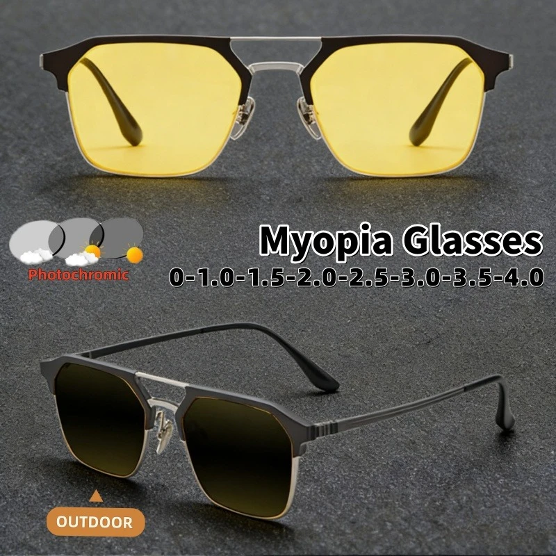

Half-frame Night Vision Photochromic Myopia Glasses for Driving Only Anti-glare Protection Against Strong Light Lady Gentleman