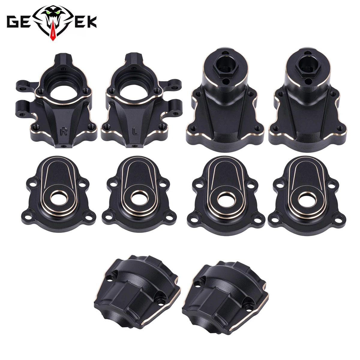 Black Coating Brass Skid Plate Diff Cover Steering Links Drive Shaft for 1/18 RC Crawler Car Redcat Ascent 18 Upgrades Parts