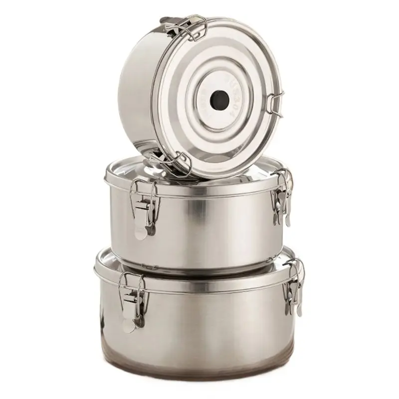 

Bento Box Stainless Steel Round Lunch Box Leak-Proof Large Capacity Vegetables Fruits Picnic Food Container-B09B