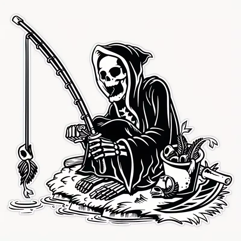 I Will Never Stop Fishing Skeleton Sticker Bumper Sticker Vinyl Decal For Bumper Rear Window Sticker Y556