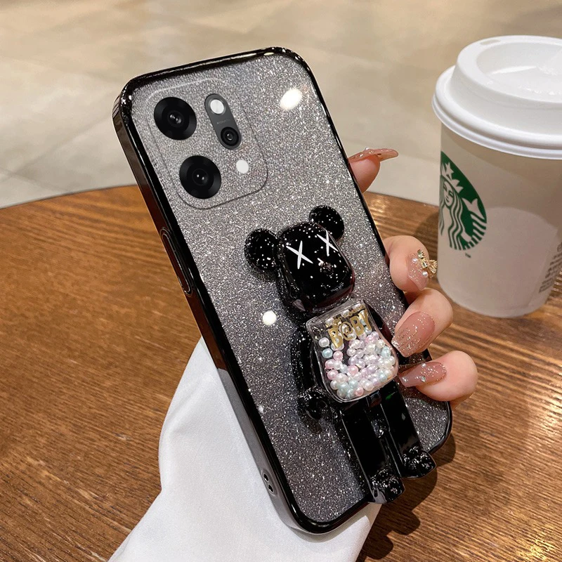 

Bear Glitter Bracket Stand Case for OPPO Reno 14 Pro 5G 14F Gradient Case for OPPO Reno 14 Pro 14F 5G Cover