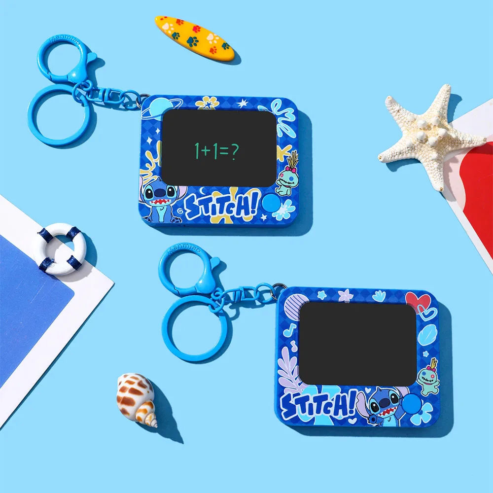 Llavero Original de Disney con Mini Tablero de Dibujo Stitch y Bolígrafo, Adorno para Mochila con Diseño de Lilo & Stitch, Regalos para Niñas