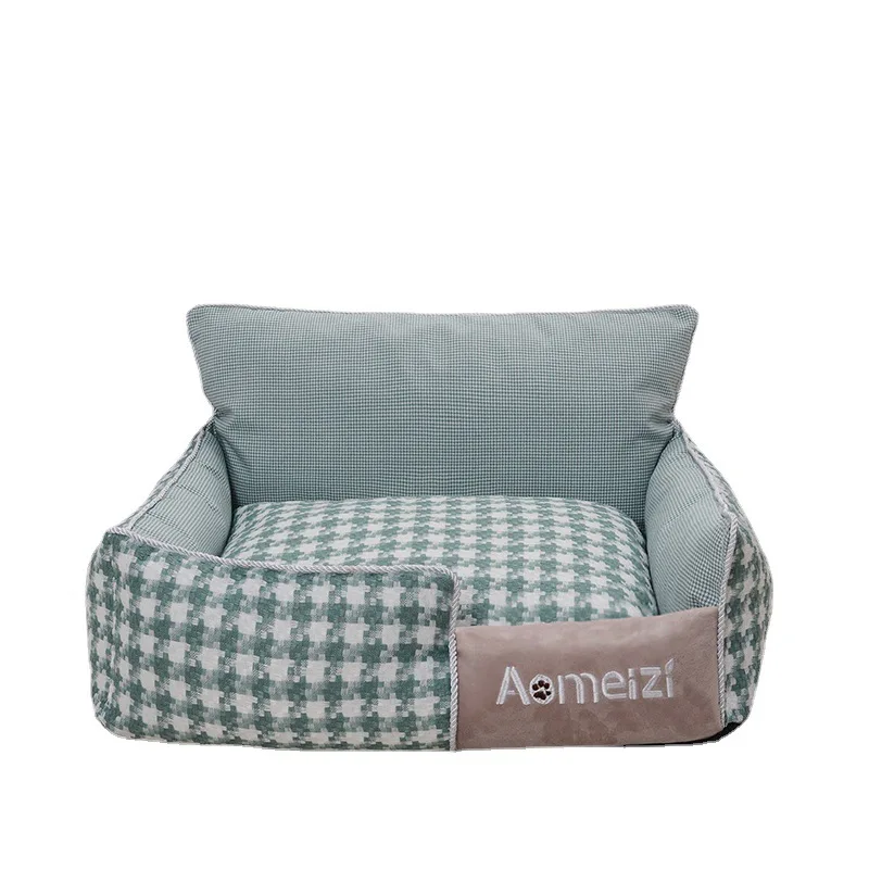 Dog Cat Bed Detachable Washable Pet Nest Plaid Removable Bed for Pets Medium Dog Supplies Sleeping Sofa Bed for Cats