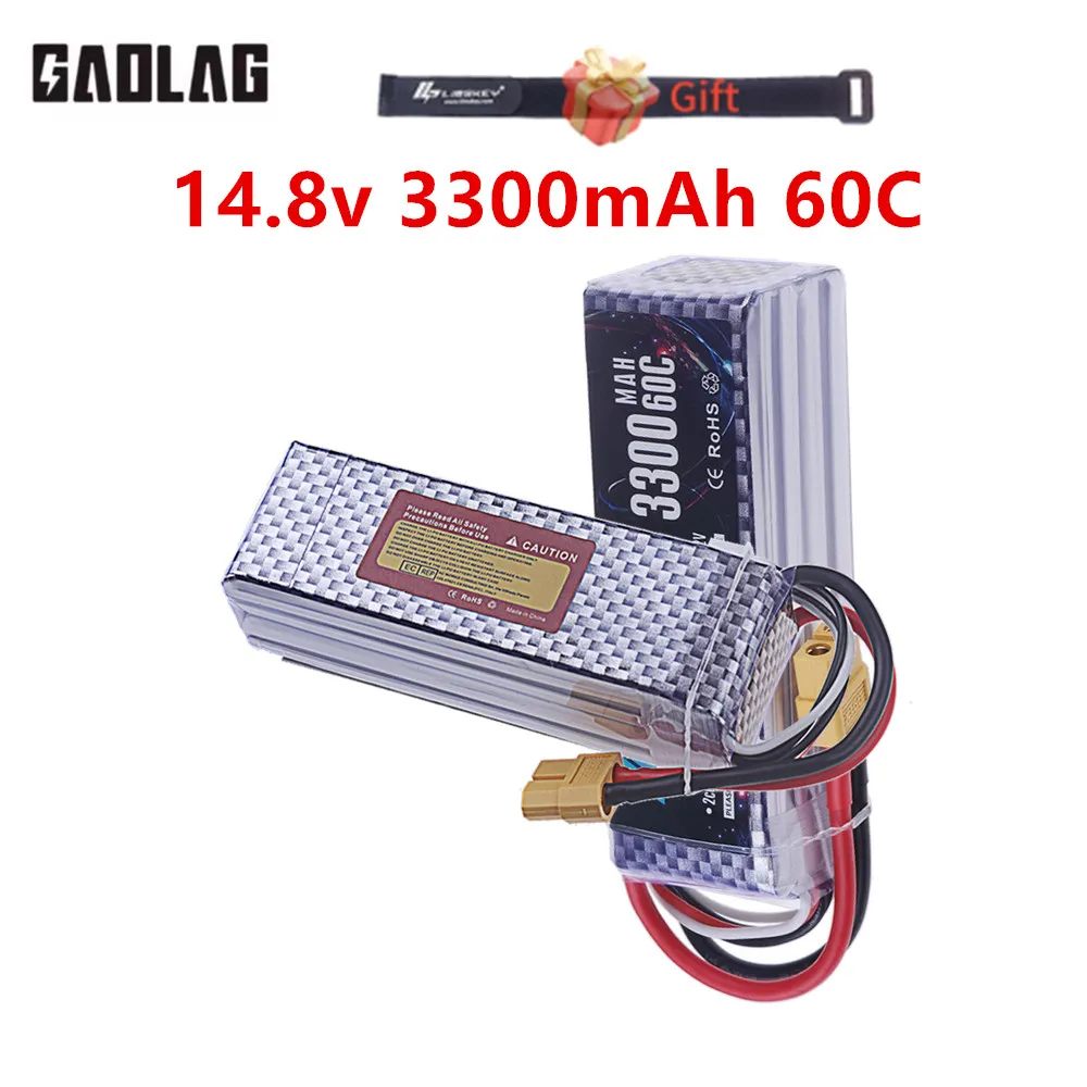 

Аккумулятор LiPo 3300 мАч 4S 14.8В 60C для радиоуправляемых вертолетов, квадрокоптеров, FPV-дронов, запчасти для гоночных дронов, батарея 14.8В для дронов