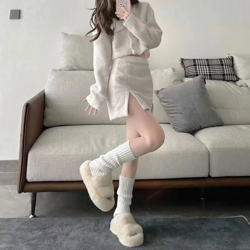 جوارب طويلة محبوكة لوليتا للنساء ، مدفئة الساق ، هاراجاكو ، ياباني ، كاواي ، جوارب بوت ، شتاء ، كاحل ، رأس ، كوري ، 3 عبوات