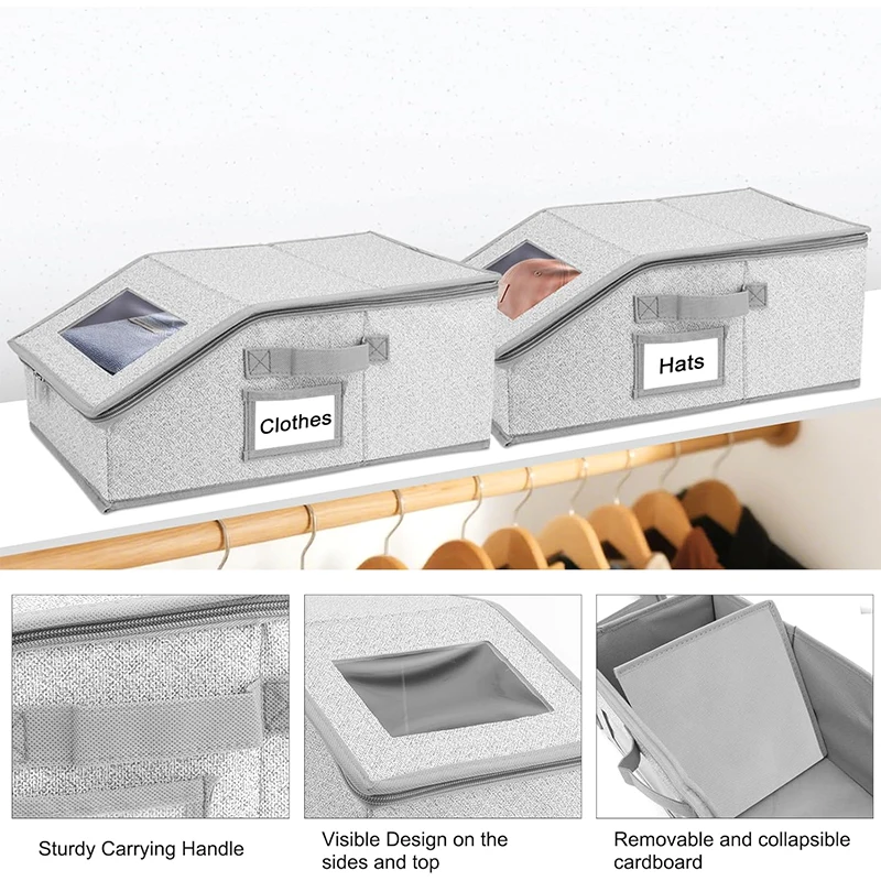 1 قطعة منظم قبعة كبيرة جدًا لقبعات البيسبول صندوق تخزين منظم قبعة بيسبول قابل للتكديس مع نوافذ شفافة مزدوجة JT529 #4