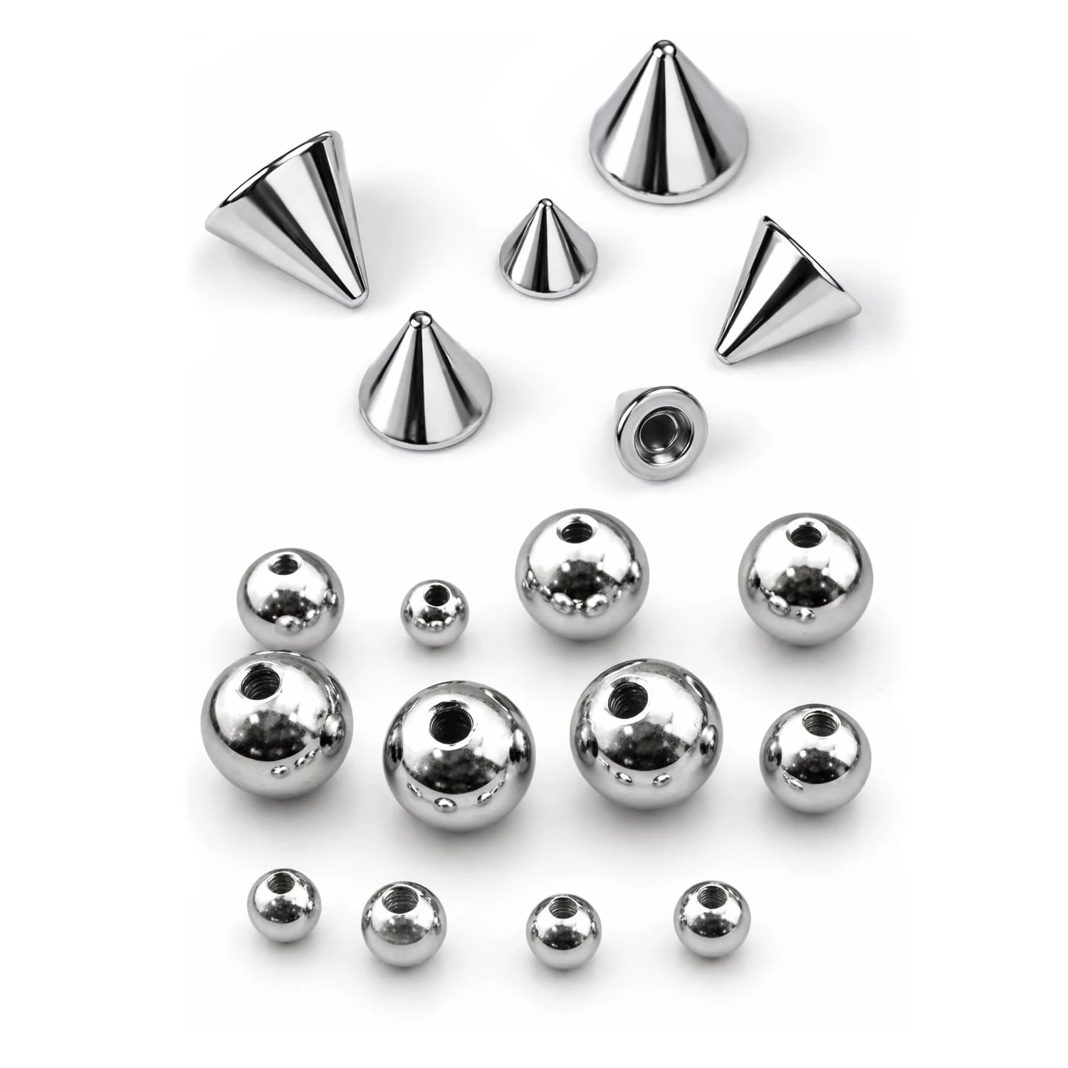 Balls & Spikes Externally Threaded Spike Balls Set For Belly Tongue Eyebrow Ear Labret Stud Lip Rings Piercing Jewelry Parts