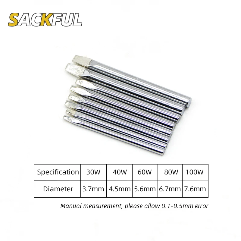 3Pcs Lead-Free Soldering Tip 30W 40W 60W 80W Flat Welding Tip Replacement Soldering Iron Tip Solder Tip