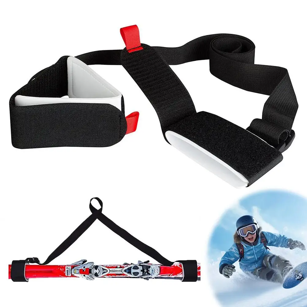 Skiing Pole Shoulder Hand Lash Handle Straps Nylon Loop Protecting Ski Hook Shoulder Handle Strap Black Adjustable R1q3