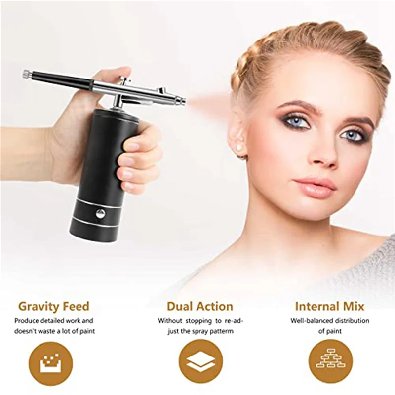 AS60-4X Airbrush Kit Rechargeable Cordless Airbrush Compressor,30PSI High Pressure,Portable Handheld Airbrush Gun