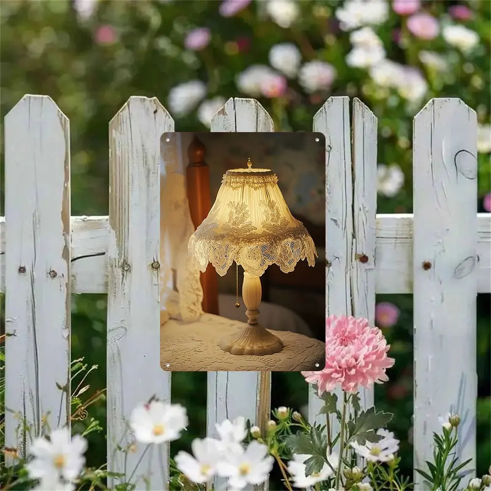 Décor de salle en métal avec signe en étain, ensemble de lampes de table sur le dessus d'un bureau en bois, ajoutez un charme vintage pour toute la pièce. Cadeau pour amis et famille