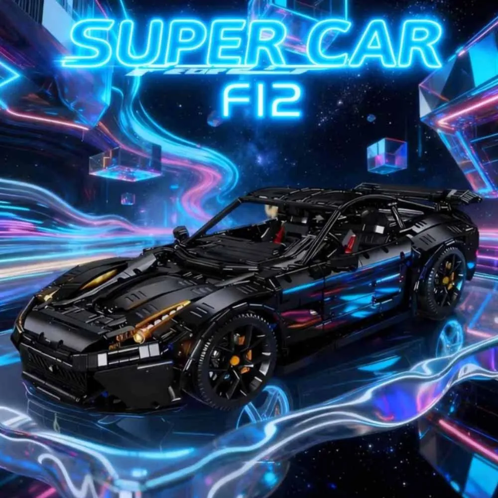 

MOC High-tech Super 3158pcs Car F12 Model Building Blocks MOC-41271 Black Knight 1:8 Size Assembly Set Bricks Kid Toys Gifts