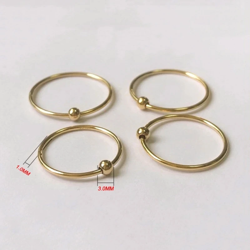 1mm Spinner Ring w/3mm Bead 14K Gold Filled Ring Gold Knuckle Ring Anillos Mujer Gold Accessories Bohemian Rings for Women