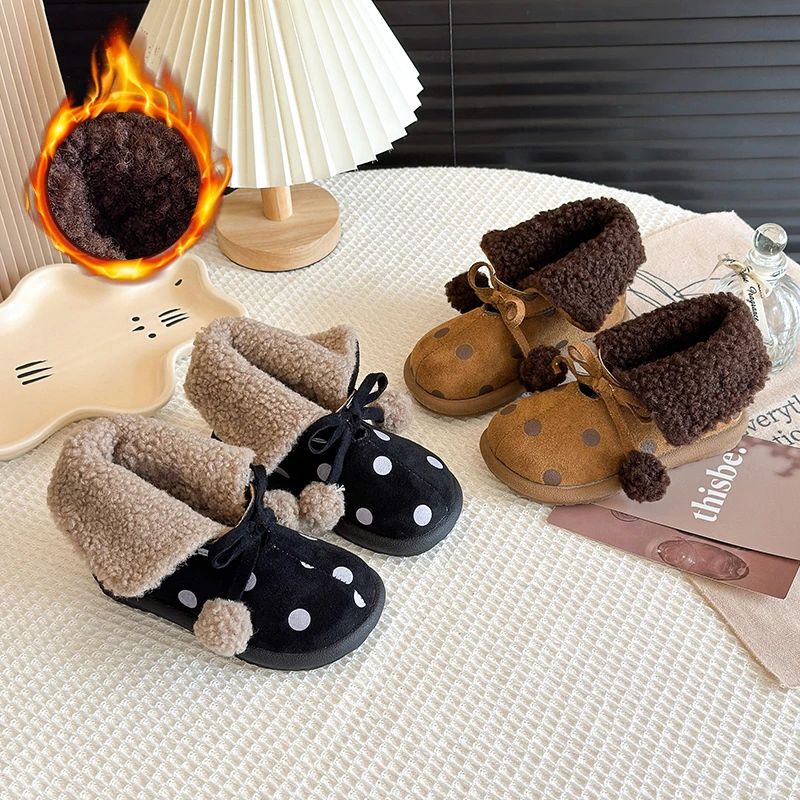 

Новые зимние детские зимние сапоги, кожаные теплые меховые детские туфли принцессы для малышей, модные удобные ботинки для девочек, модная детская обувь
