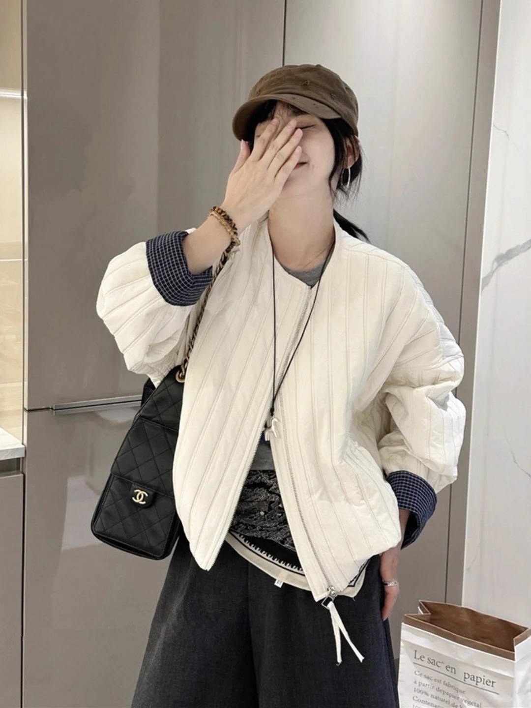 

plus Size Women's Cotton Jaet Winter Warm ort Loose Fit Striped Design Casual Sle Windproof Long Sve Zipper Closure