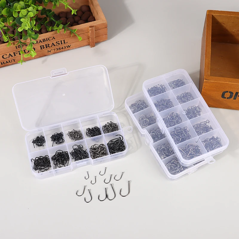100–500 Stück Angelhaken-Set # 3~ # 12 Einzelkreis-Angelhaken aus Kohlenstoffstahl zum Fliegenfischen, Jip-Karpfenhaken mit Widerhaken, Meeresgerät-Zubehör