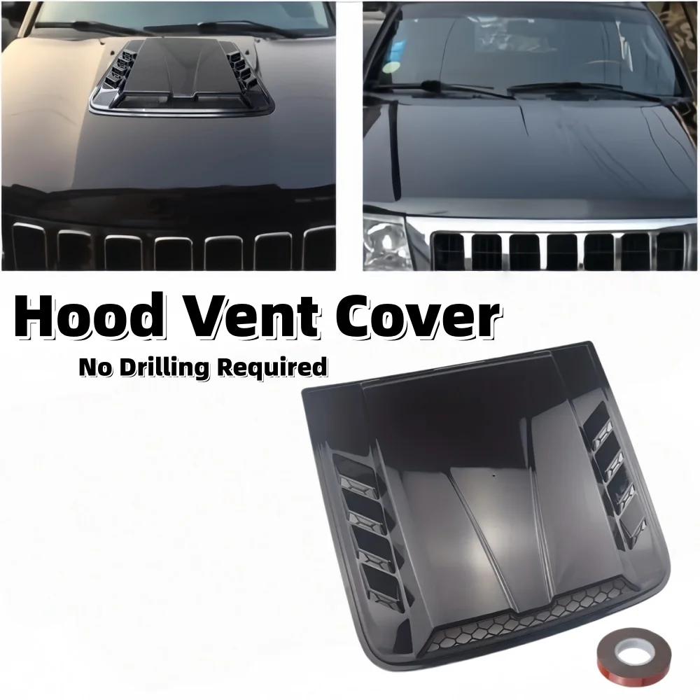 Car Hood Vent Cover No Drilling Required Adhesive Trim With Random Colored Tape Gloss Black Universal Hood Plastic Vent Cover