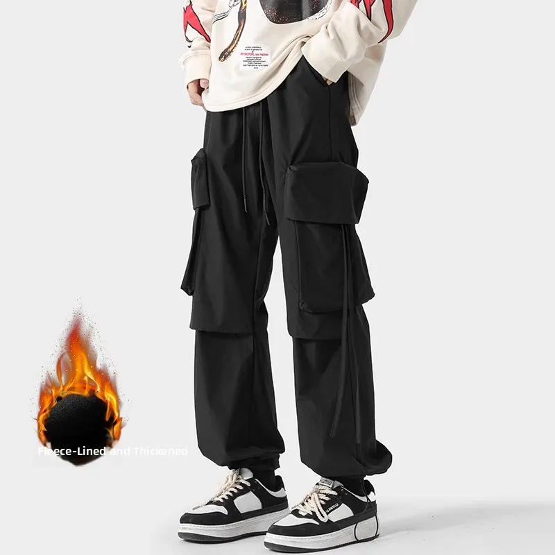 

American Sle Thiened Fce Workwear Pants Men's Autumn Winter Low Waist Straight Leg Cuffed Casual Trousers Street Sle