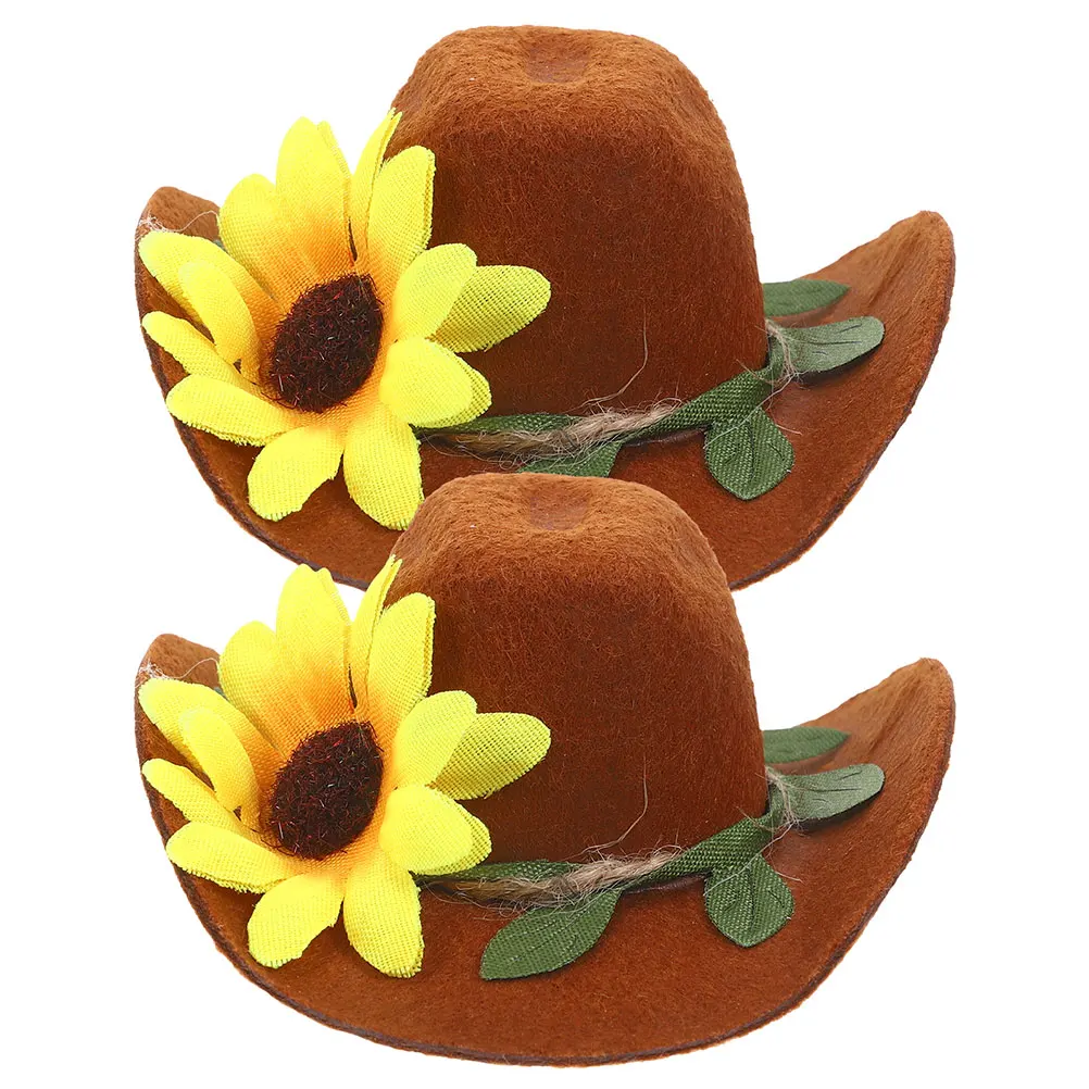

2pcs Wine Bottle Decorative Hat Mini Felt Cowboy Hats For Bottle Party Decorations Western Style Small Topper Kitchen Bar Tools