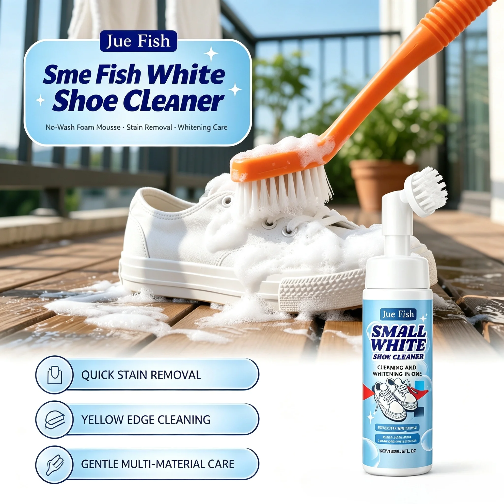 White Shoe Cleaning Foam Stain Removal Whitening Polish Clean Yellow Edges Eliminate Odor Leather Suede Canvas Dry Clean Mousse