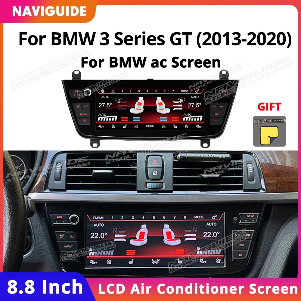 NAVIGUIDE 8.8 Inch Air Conditioning Board AC Panel For BMW 3 Series GT 2013-2020 Car Digital Multimedia Player Touch LCD Screen