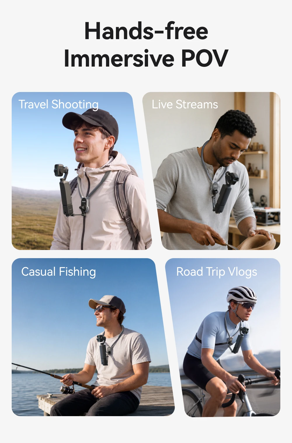 TELESIN Gimbal-Kamera-Nackenhalterung für DJI Osmo Pocket 3/4/4 Pro Luna Pro/Ultra, freihändiger POV-Brustgurt-Halter mit 1/4-Zoll-Schraube – Detail 11