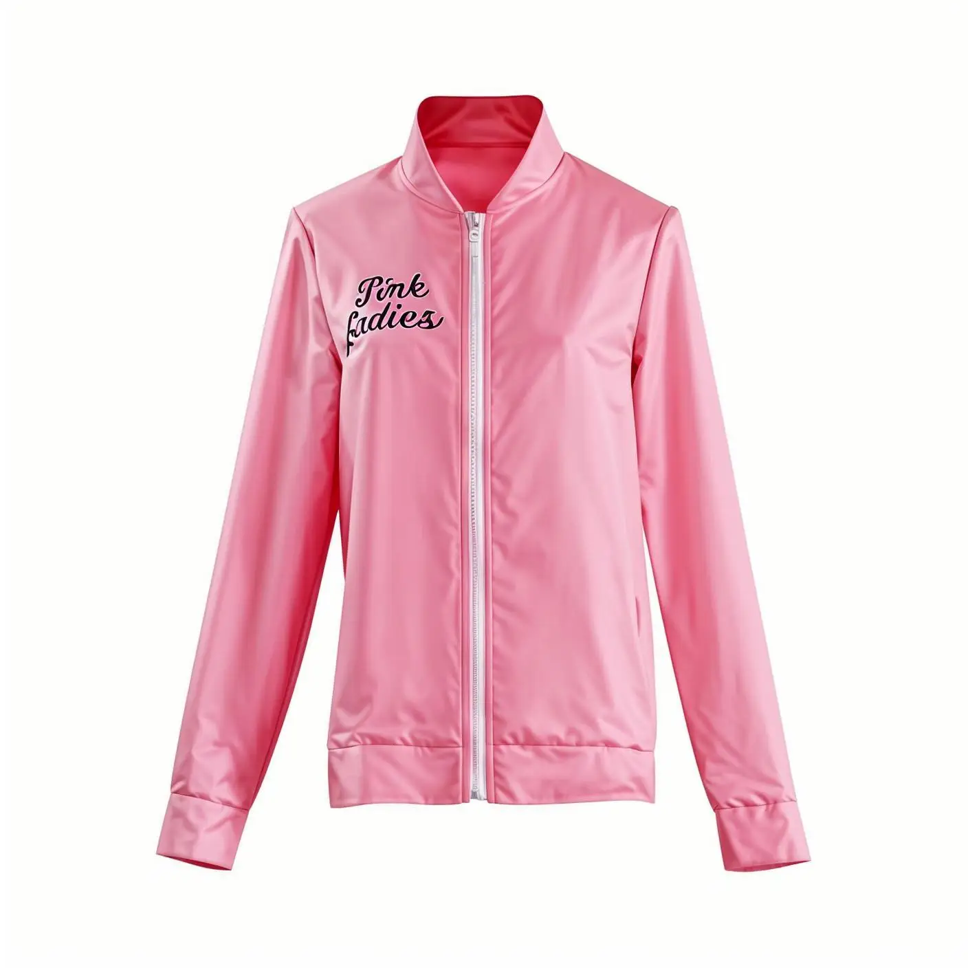

Lady Retro 50s Pink Jacket Solid Cheerleader Disguise Fancy Dress Halloween Carnival Party Grease Costume