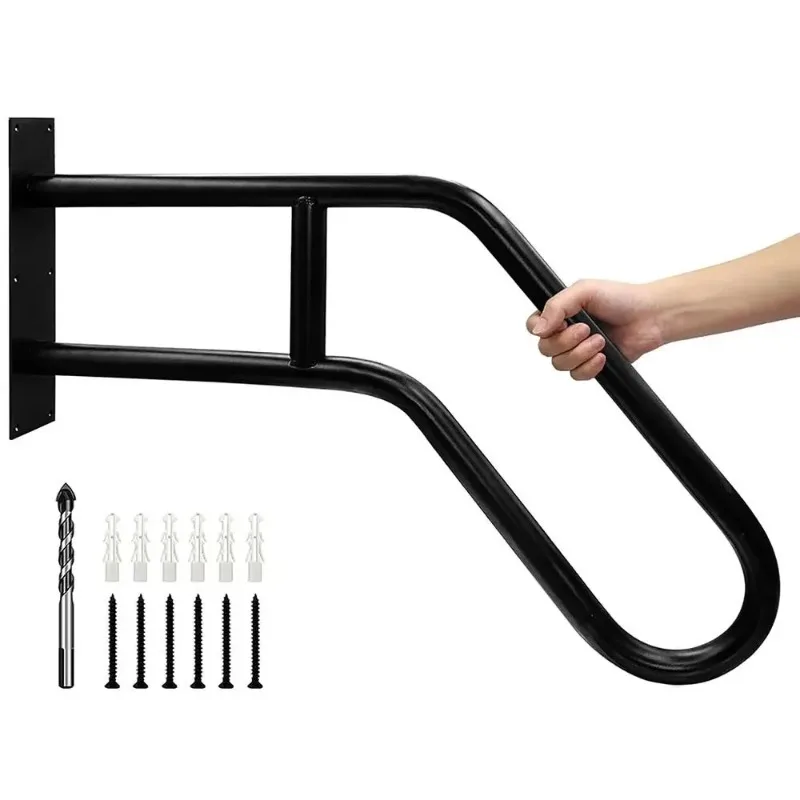 Corrimão de escada de aço minimalista industrial – Corrimão de segurança antiderrapante para idosos, guarda de degrau moderno e aluguel de férias