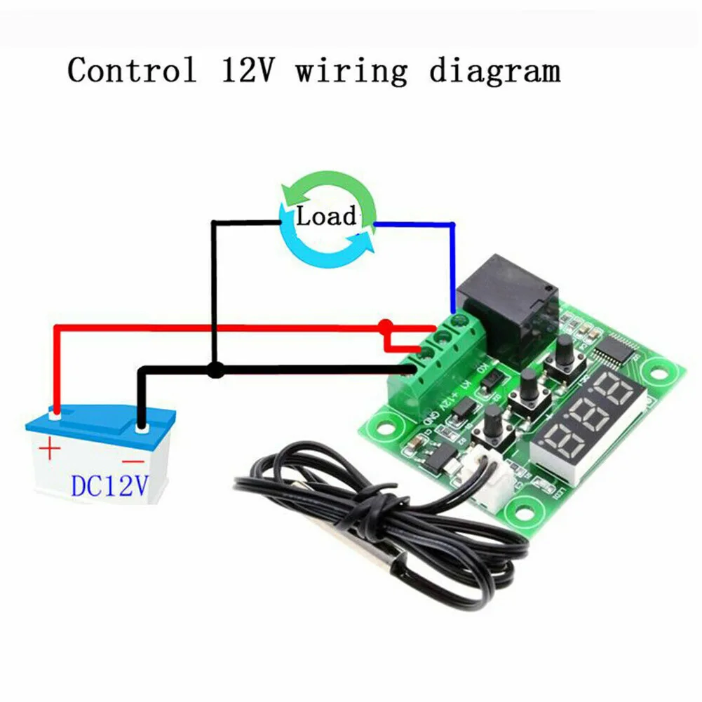 12V Thermostat Control Module for W1209 Boards - ON/OFF Temperature Switch with Programmable Parameters P0 Through P6