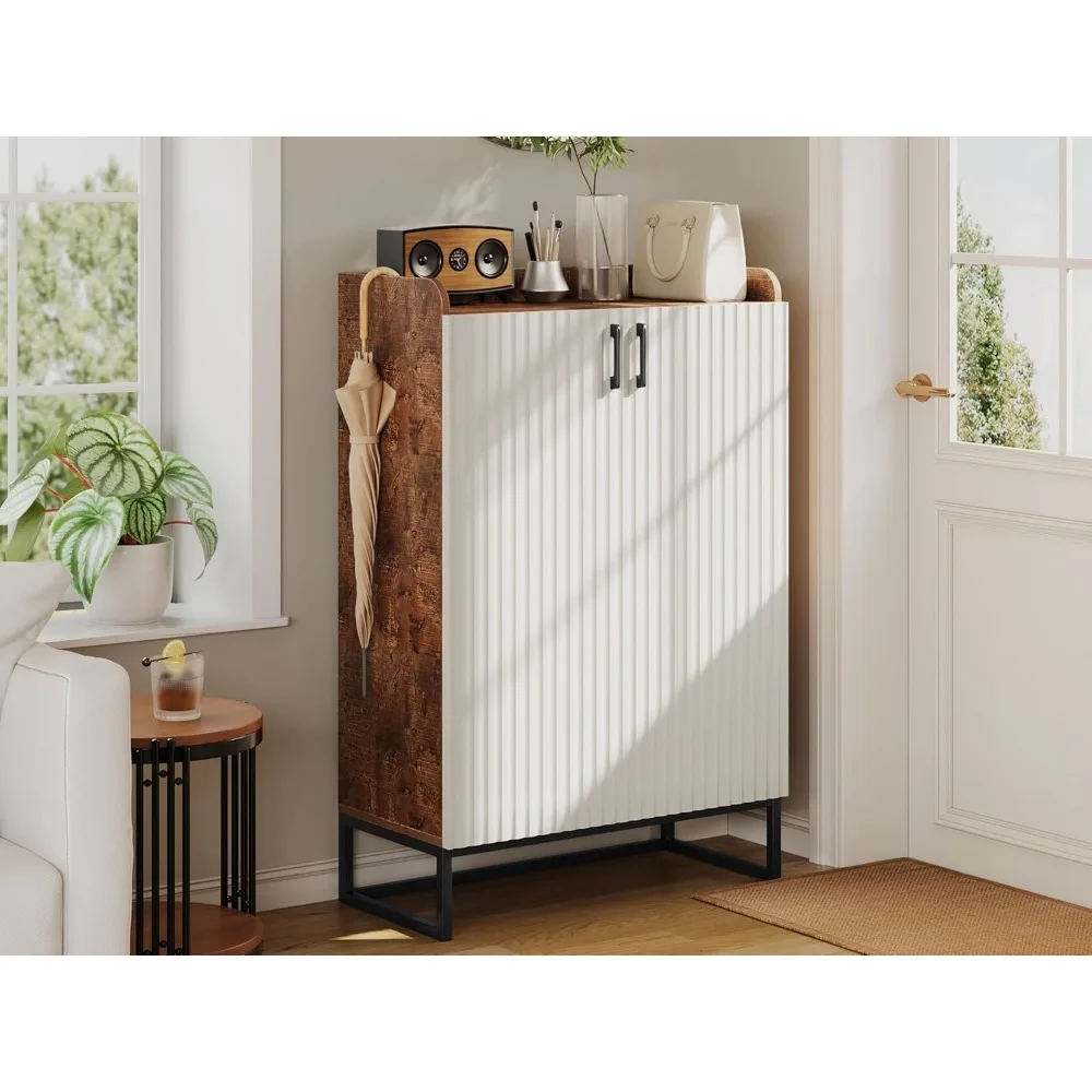 

Home Shoe Storage Cabinet with Adjustable Shelves Shoe Cabinet with Metal Legs Wooden Shoes Rack Shoe Storage Organizer fo