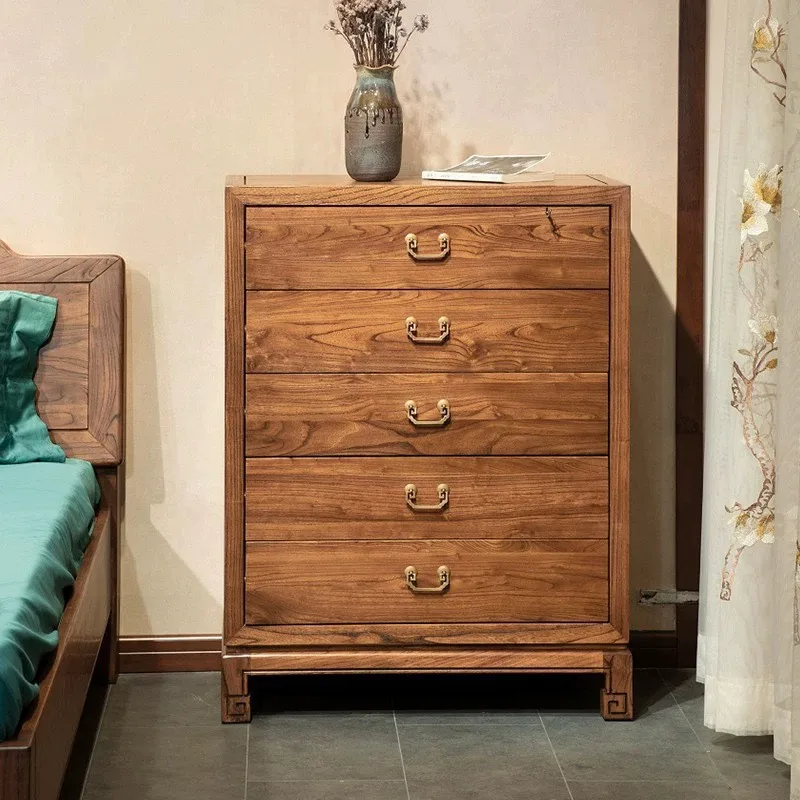 

New Chinese-style old elm chest solid wood living room wall storage cabinet retro elm chest side cabinet storage